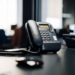 Phone on a black desk.